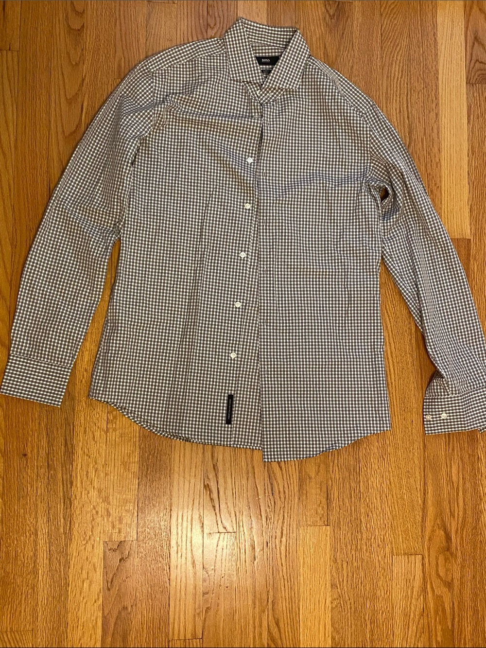 Hugo Boss Blue and White Check Dress Shirt